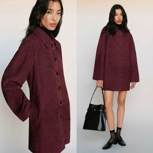 REFORMATION NWT Veda Celine Jacket in Wine Suede XS